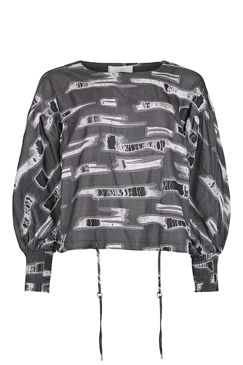 Noen Grey Textured Ripped Effect Top