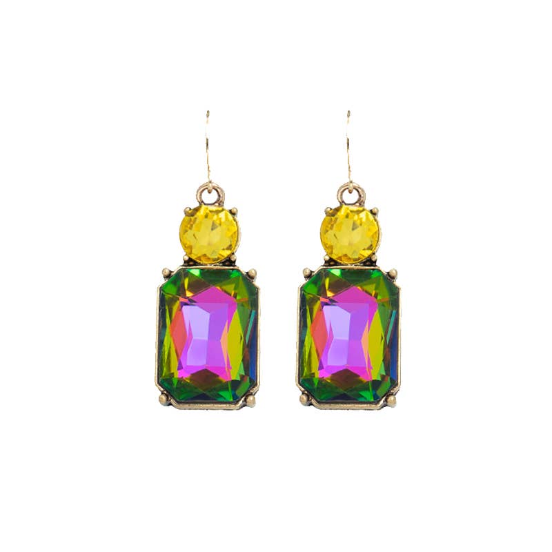 Last True Angel Multi Colour Twin Gem Hook-Thru Earrings with Yellow Detail