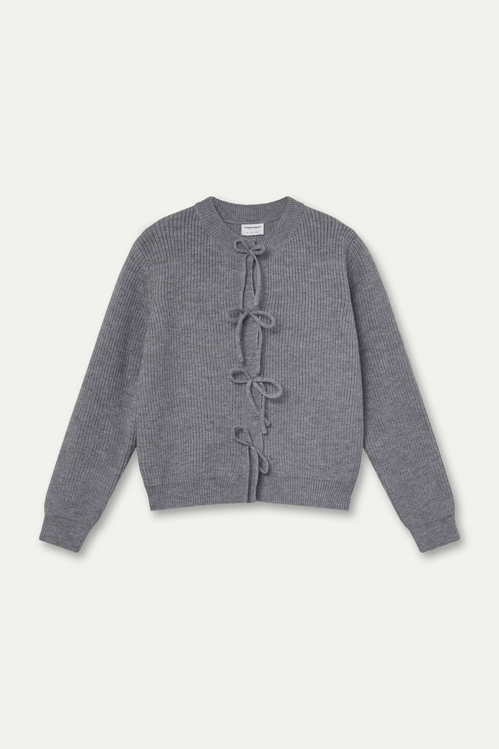 Compania Fantastică Grey cardigan with Tie Detail