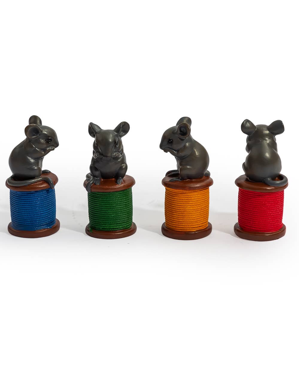 Mouse on Coloured Cotton Reel Ornament