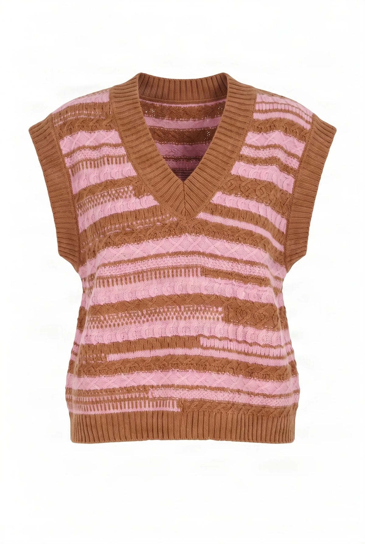 Komodo Allie Chocolate Brown and Pink Merino Tank Top