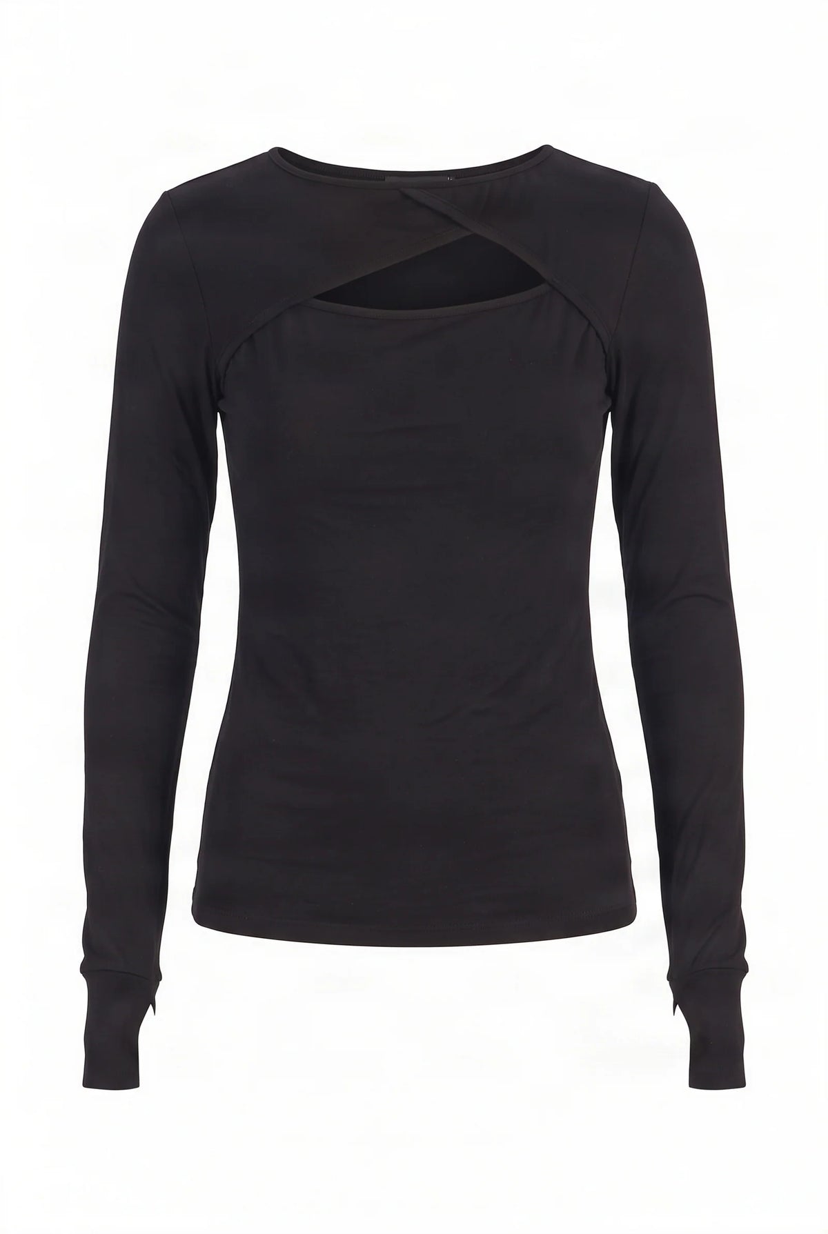 Komodo Chai Long Sleeve Peephole Black Top