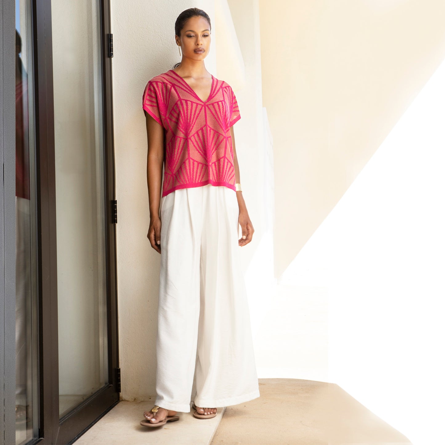 Aggel Fuchsia Pink Geometric Knot Top