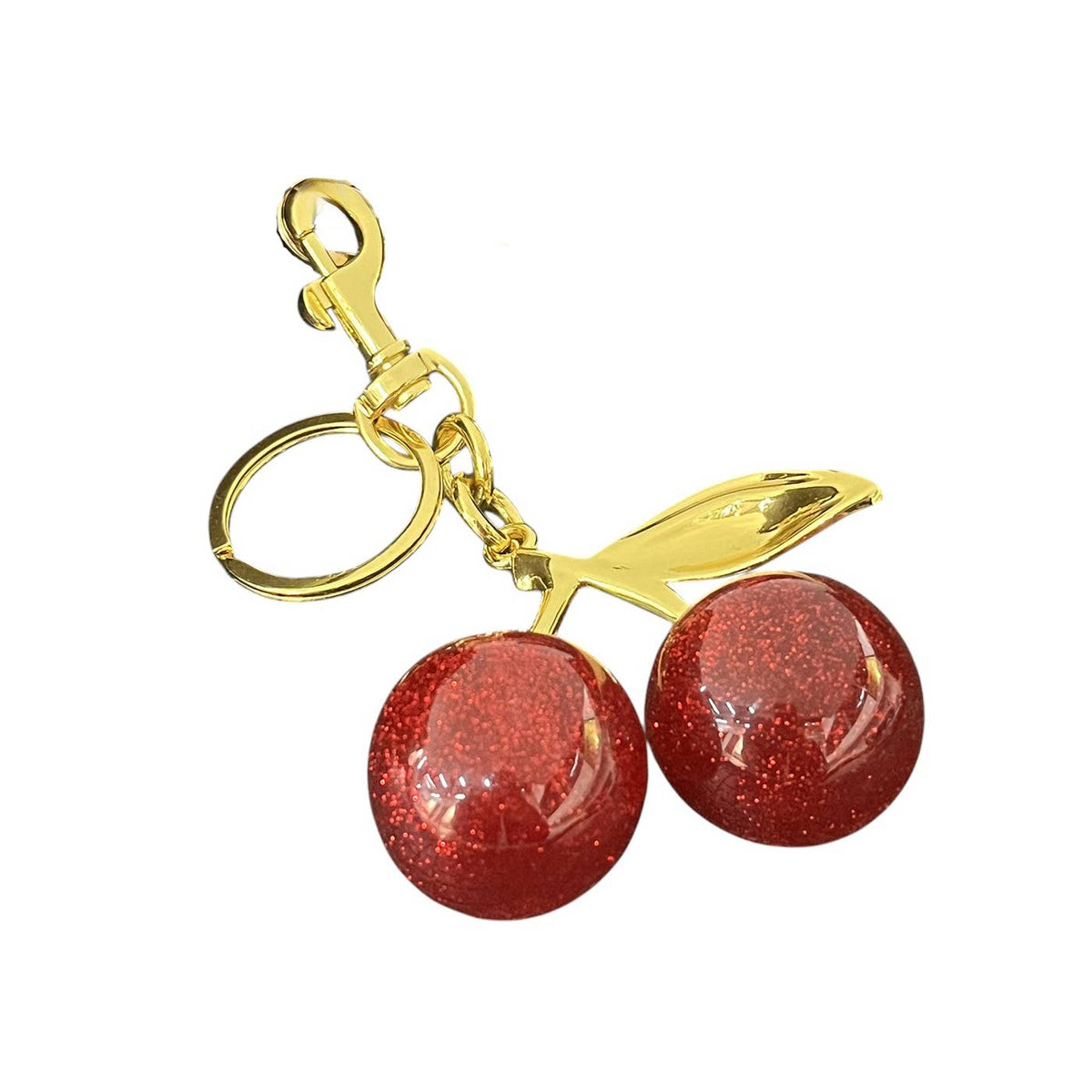 Cherry Bag Charm in Red & Antique Gold