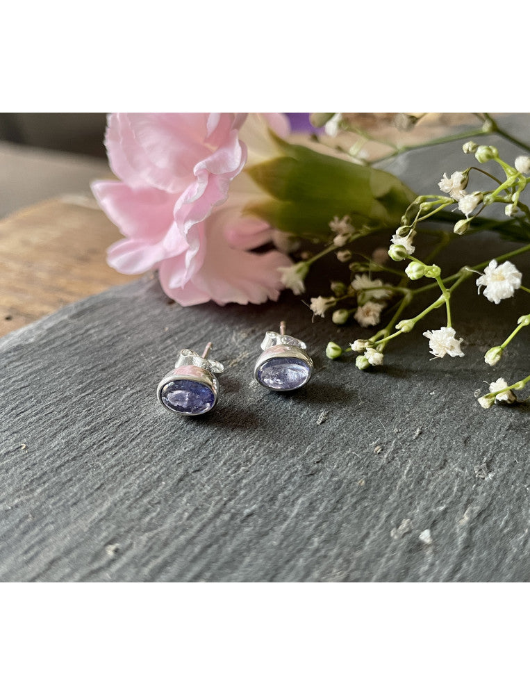Tanzanite Oval Stud Earrings