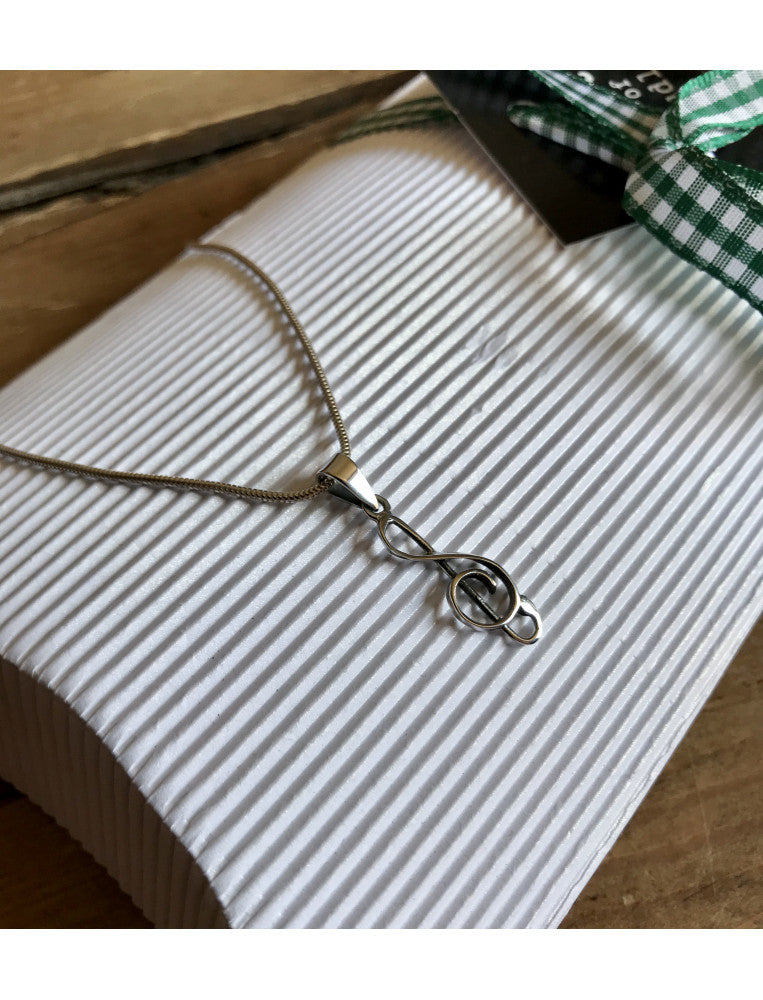 Treble Clef Silver Necklace