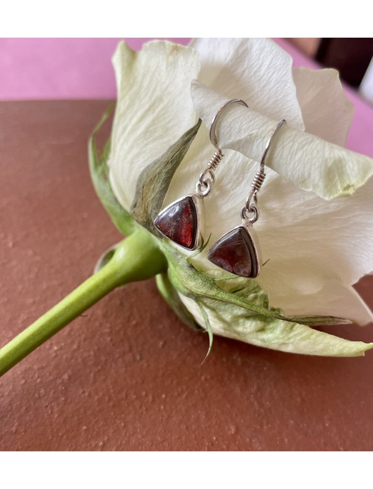 Triangle Ammolite & Silver Earrings