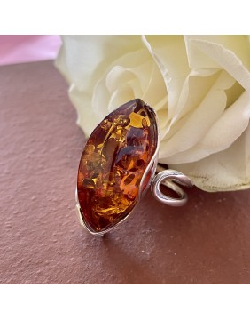 Large Amber and Silver ring