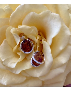 Amber and Silver Teardrop...