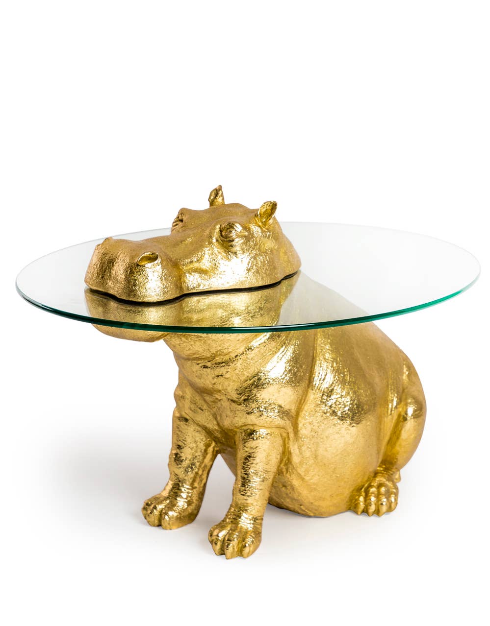 Gold Hippo Glass Table