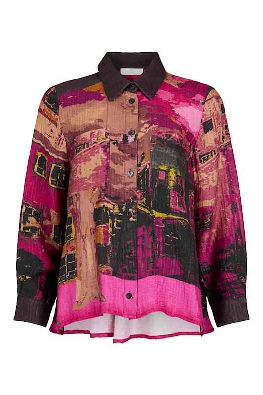 Noen Magenta Landscape Blouse