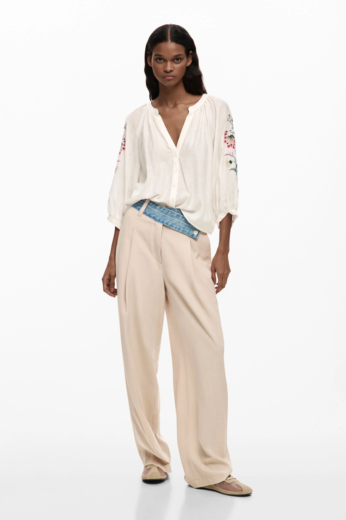 Desigual Floral Embroidered Blouse