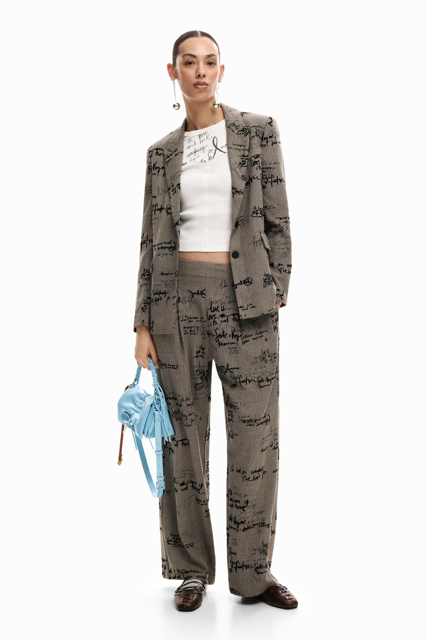 Desigual Checked Lettering Trousers
