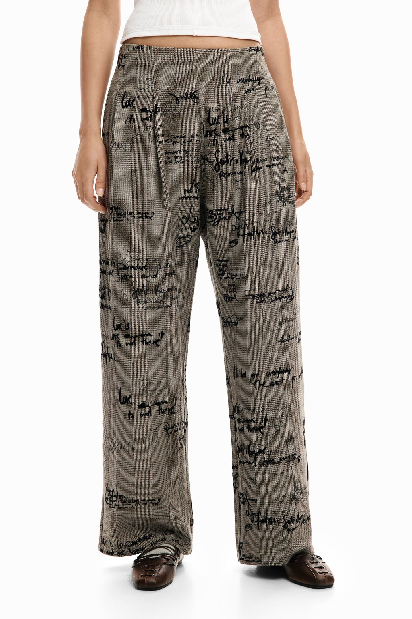 Desigual Checked Lettering Trousers