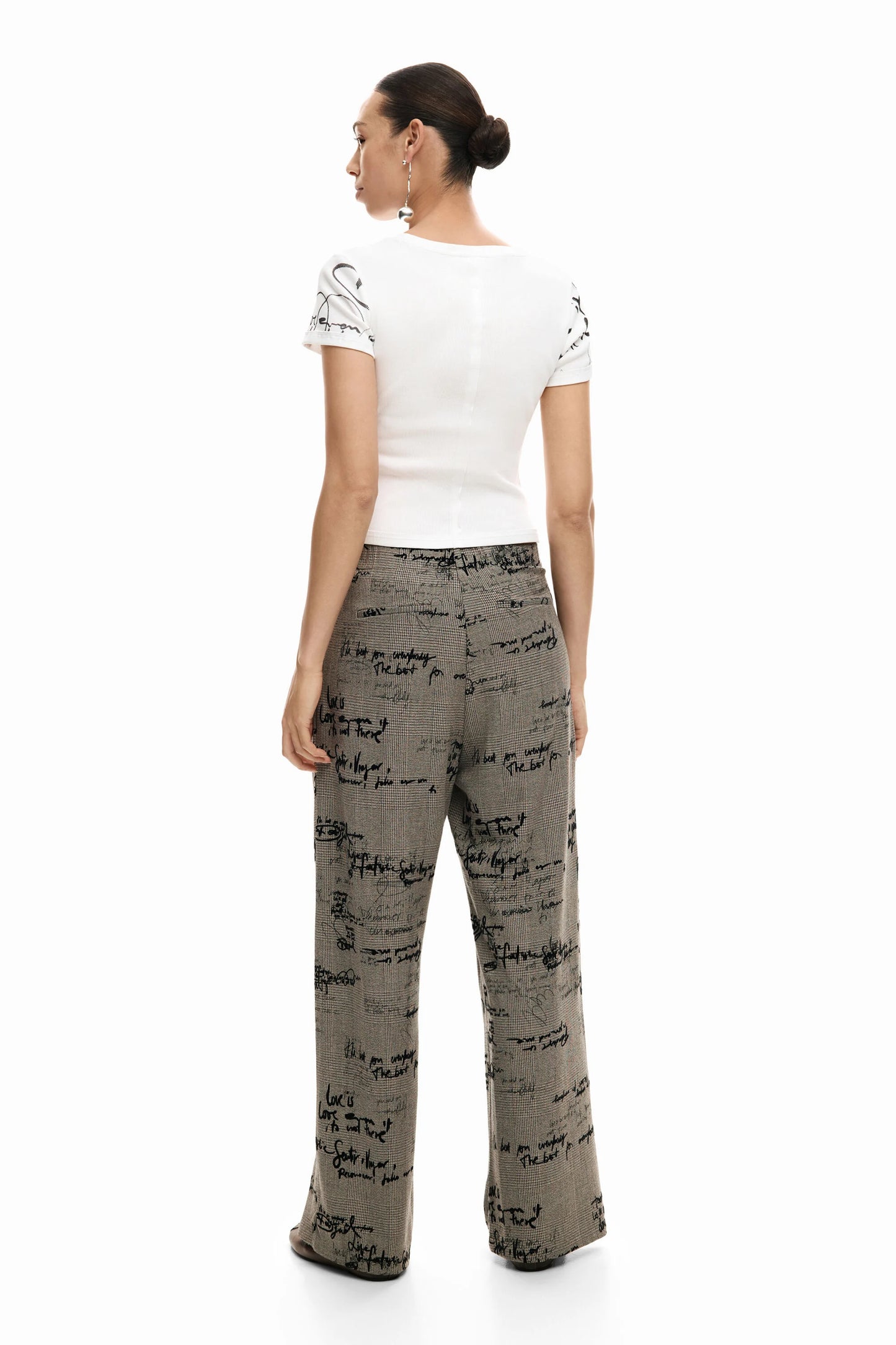 Desigual Checked Lettering Trousers
