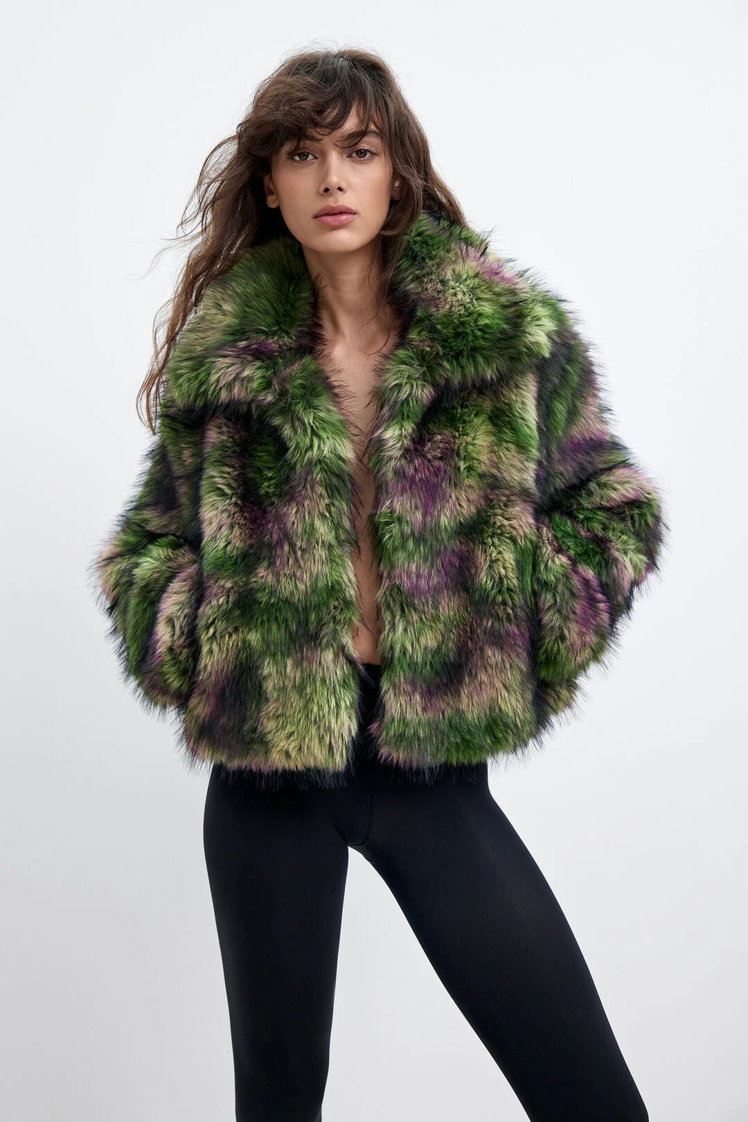 Desigual X Lacroix Green Faux Fur Jacket