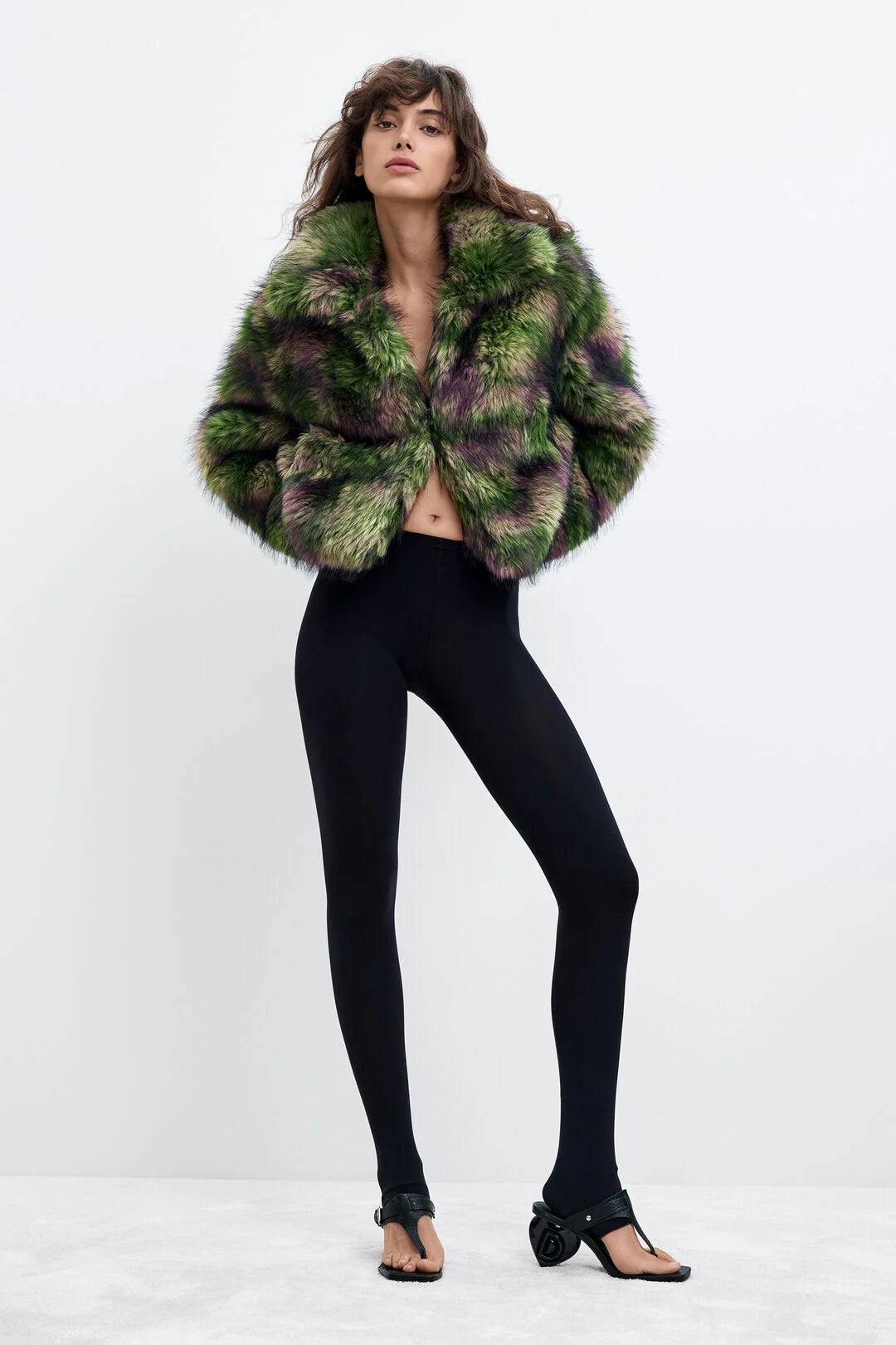 Desigual X Lacroix Green Faux Fur Jacket