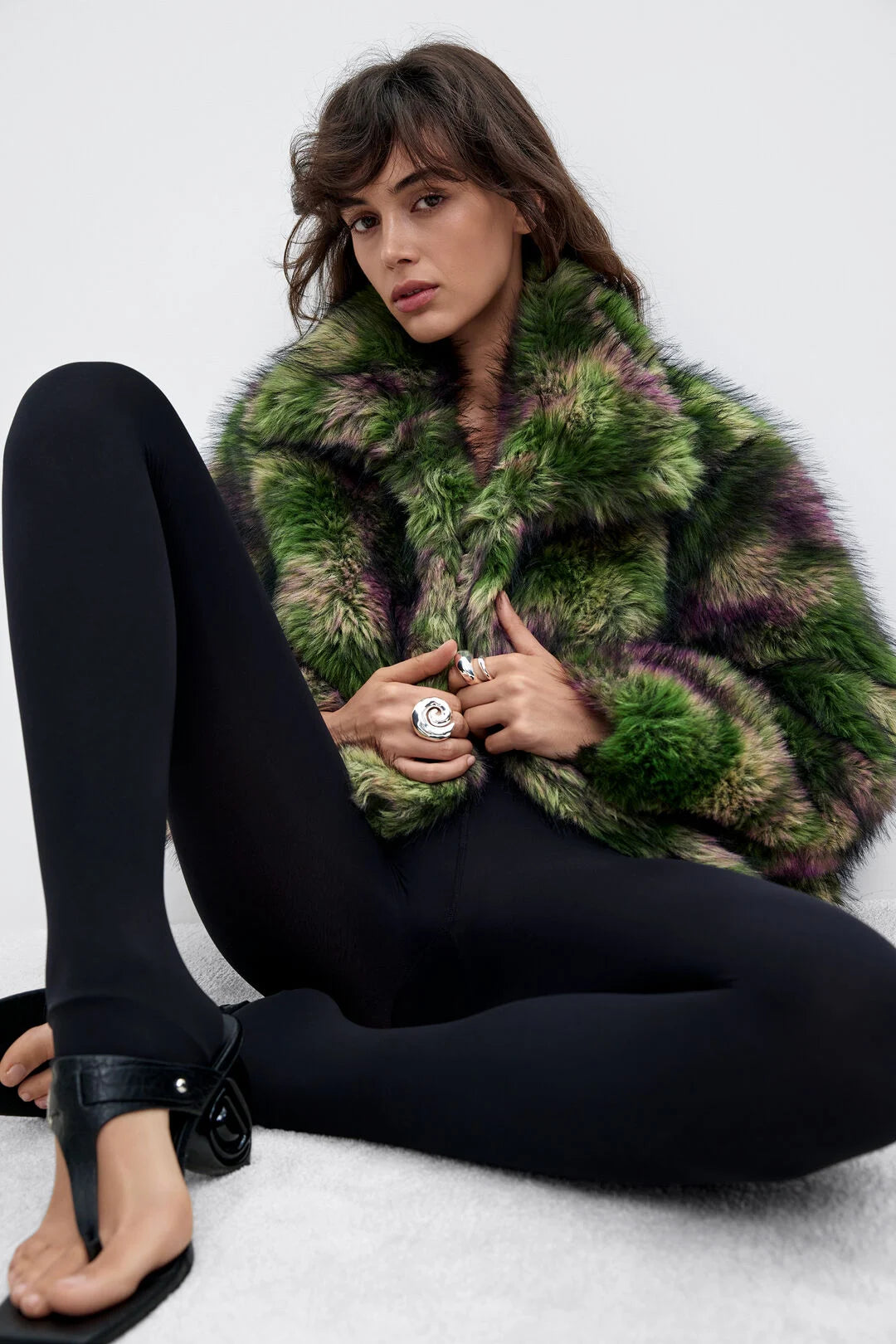Desigual X Lacroix Green Faux Fur Jacket