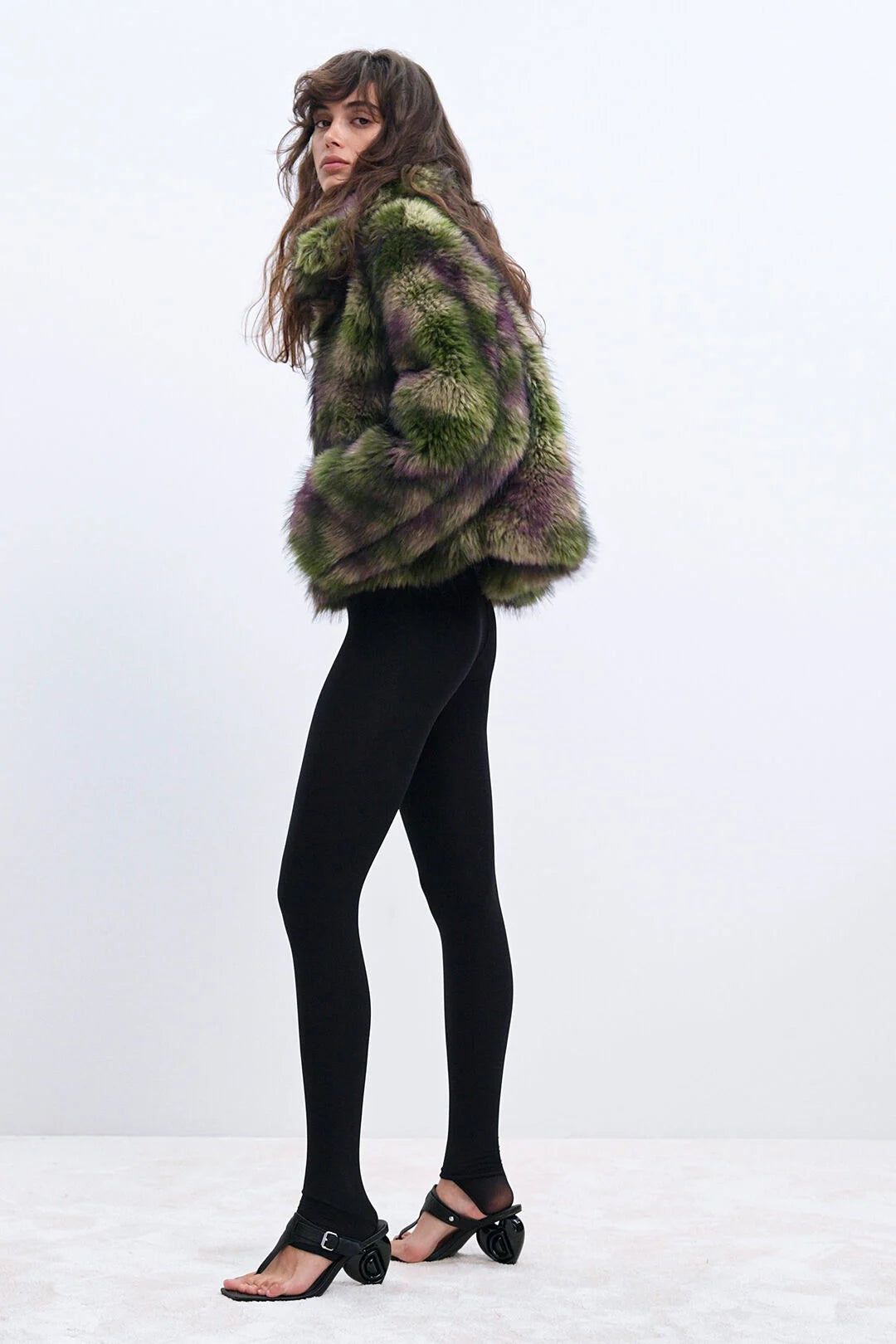 Desigual X Lacroix Green Faux Fur Jacket