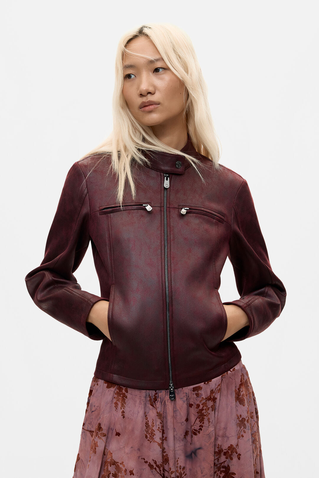 Desigual Burgundy Biker Jacket