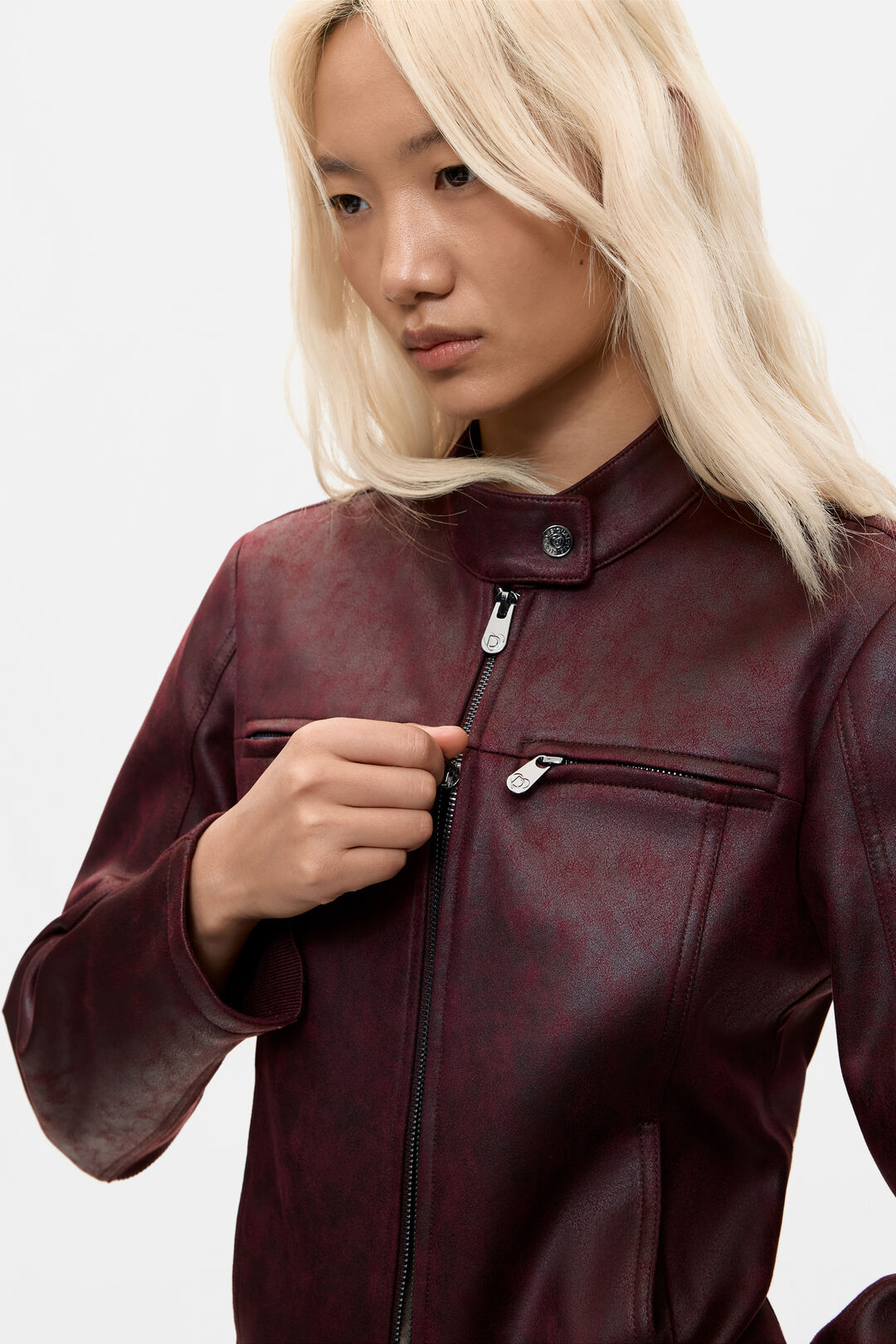 Desigual Burgundy Biker Jacket