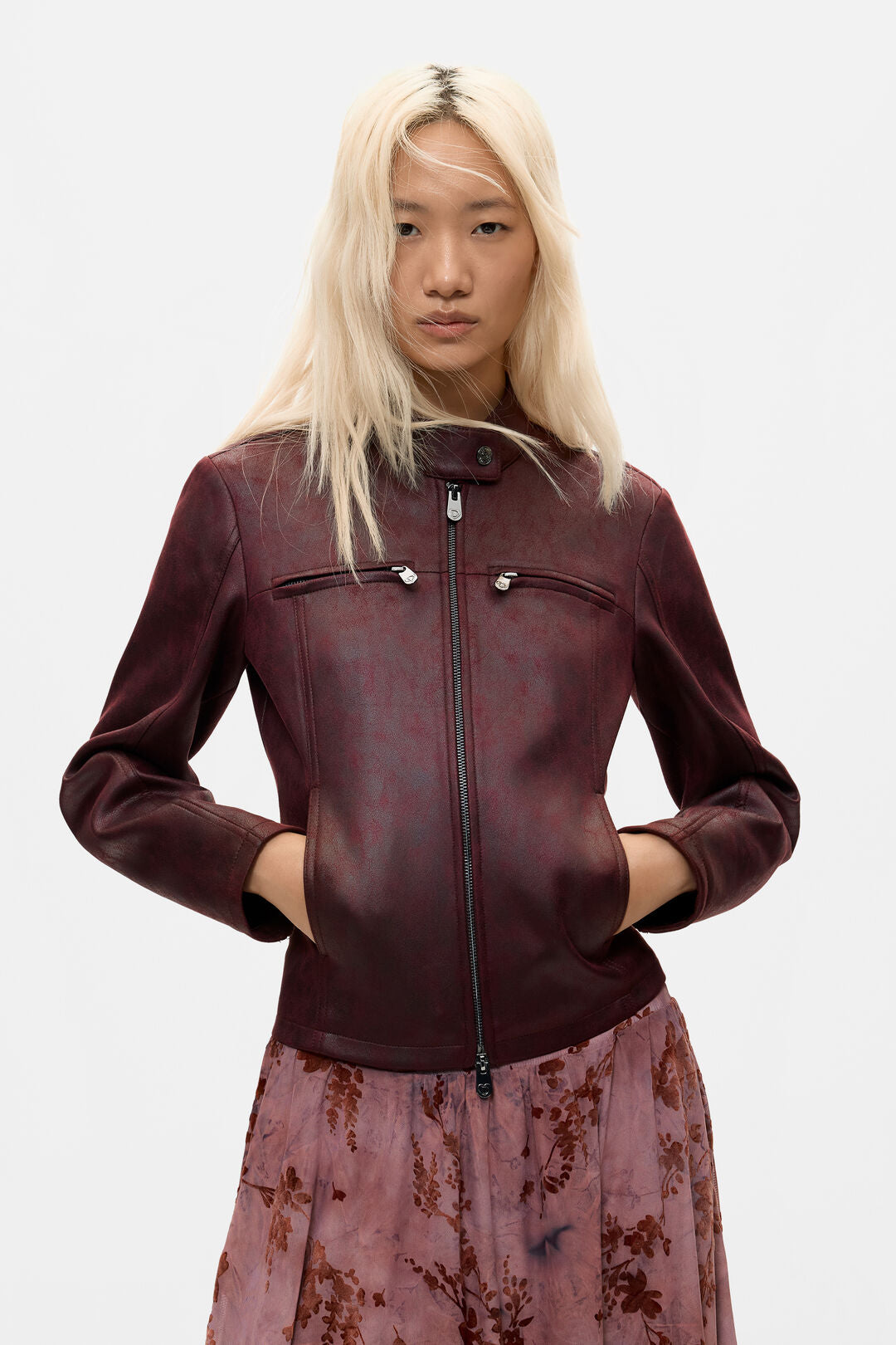 Desigual Burgundy Biker Jacket