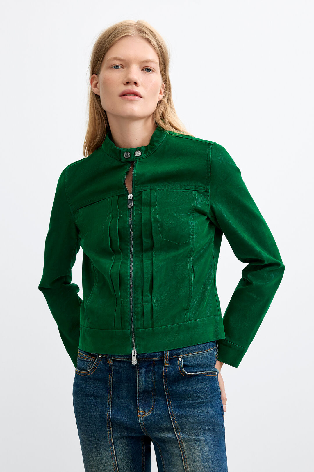 Desigual Green Biker Jacket