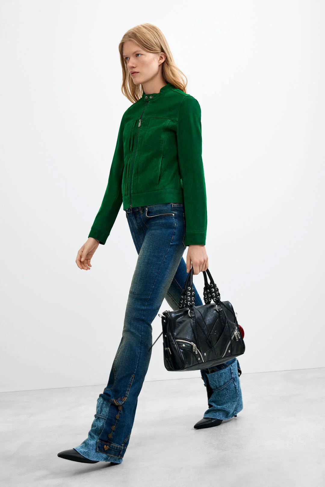 Desigual Green Biker Jacket
