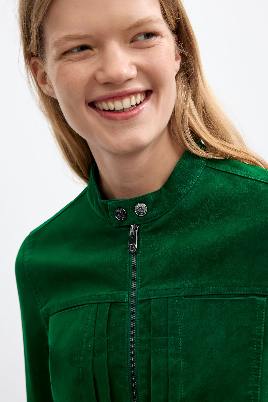 Desigual Green Biker Jacket