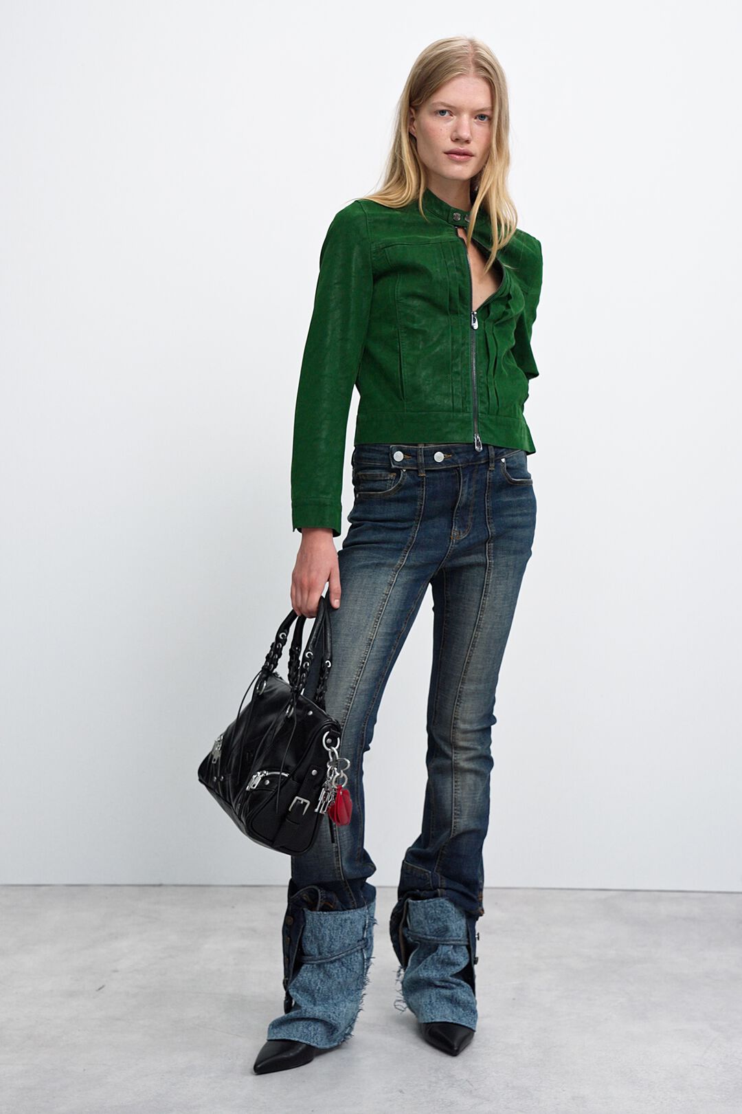 Desigual Green Biker Jacket