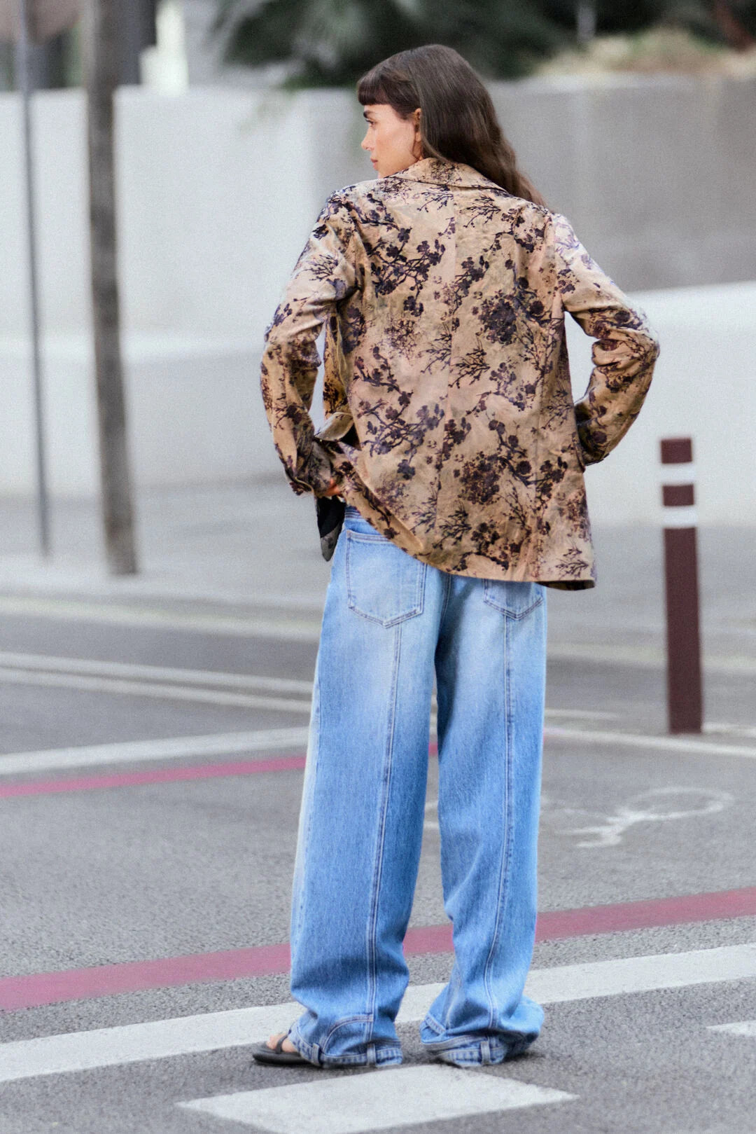 Desigual Oriental Print Flocked Blazer