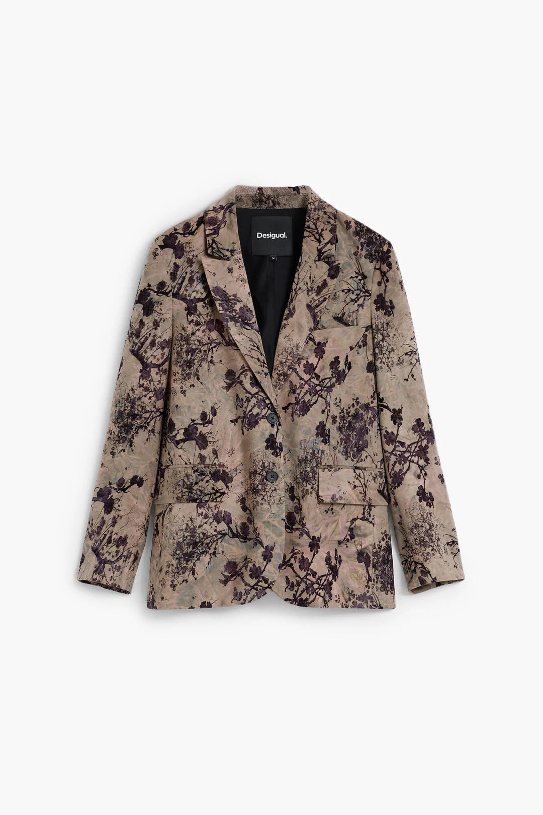 Desigual Oriental Print Flocked Blazer