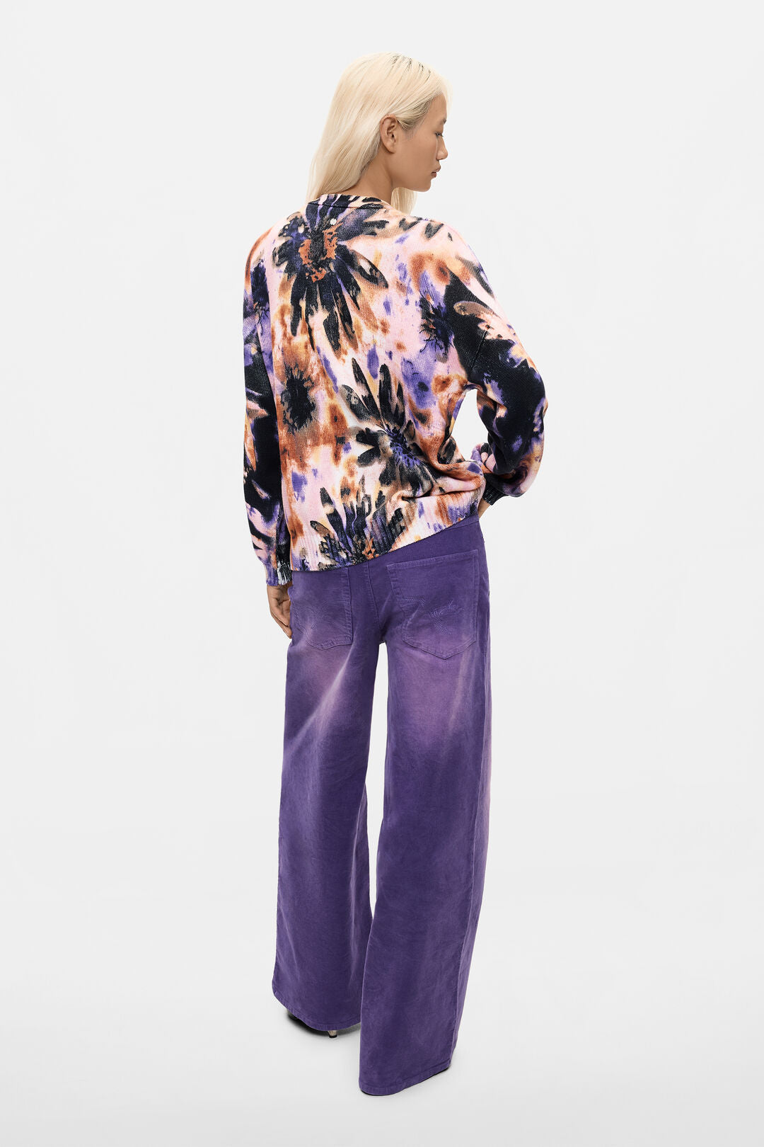 Desigual Cotton Tie-Dye Floral Cardigan