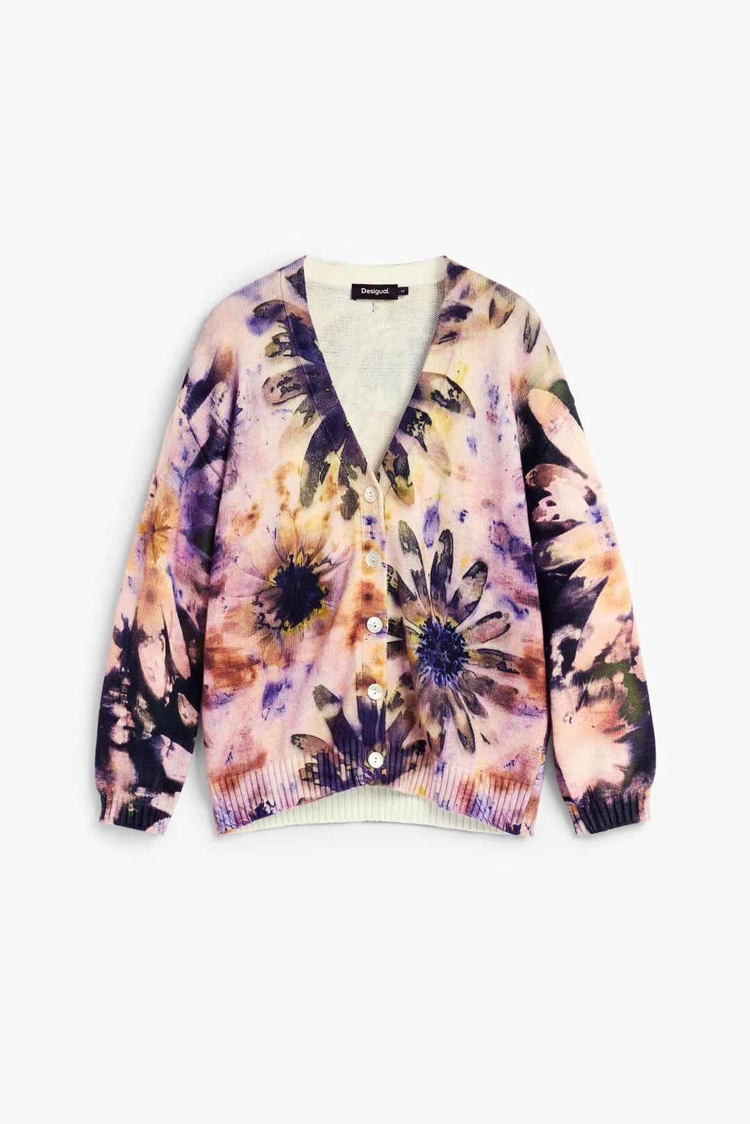 Desigual Cotton Tie-Dye Floral Cardigan