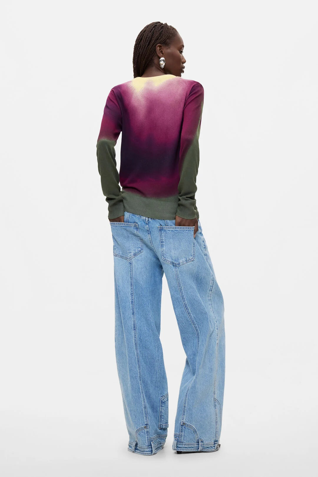 Desigual Burgundy Dip Dye Fine Knit Jumper