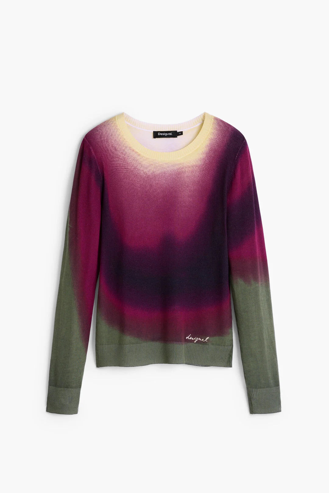 Desigual Burgundy Dip Dye Fine Knit Jumper