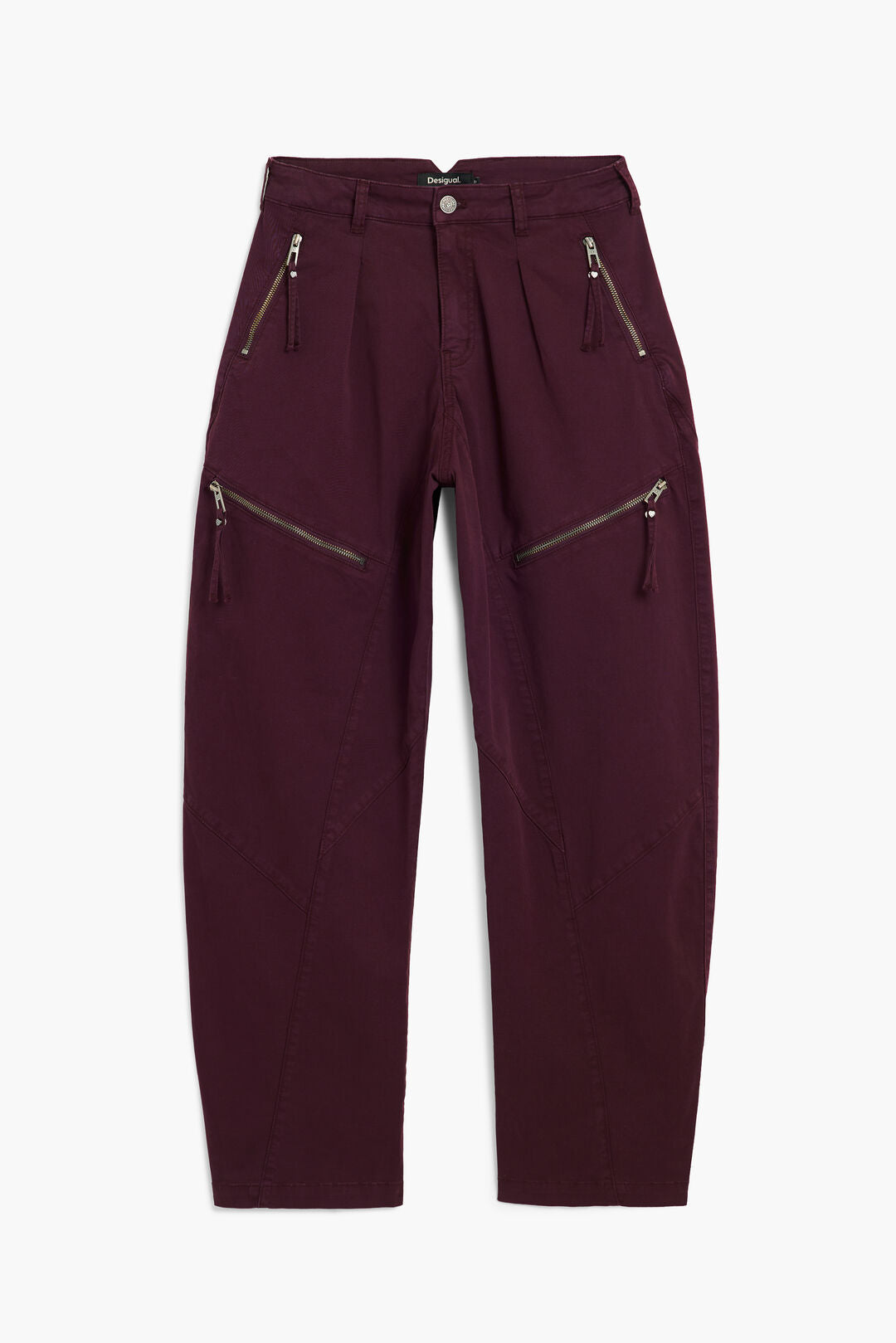 Desigual Purple Cotton Zippered Detail Trousers