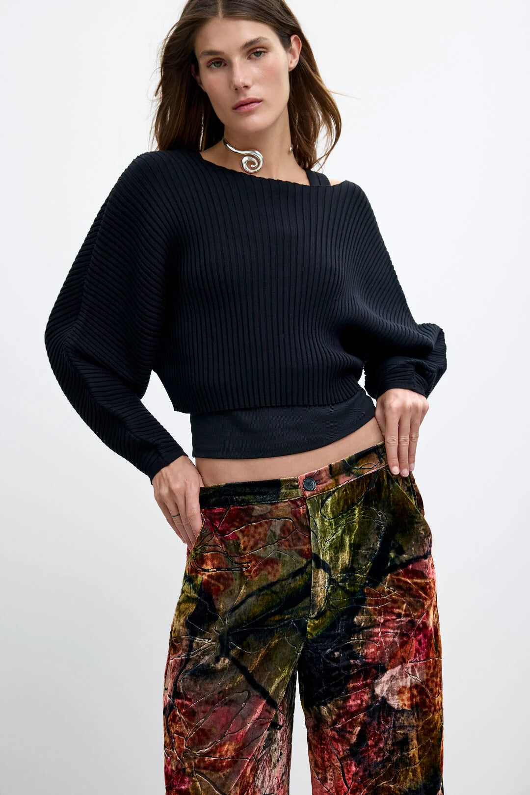 Desigual X Lacroix Floral Velvet Trousers