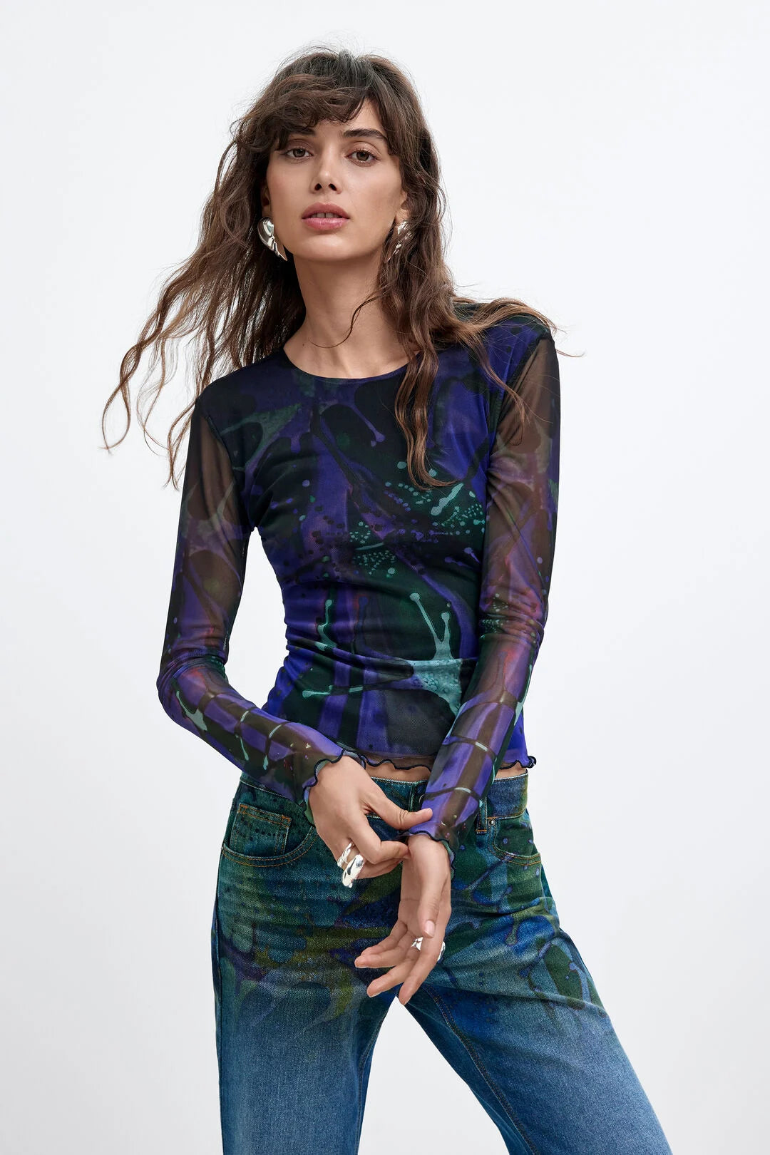 Desigual X Lacroix Abstract Leaf Print Tuille Top