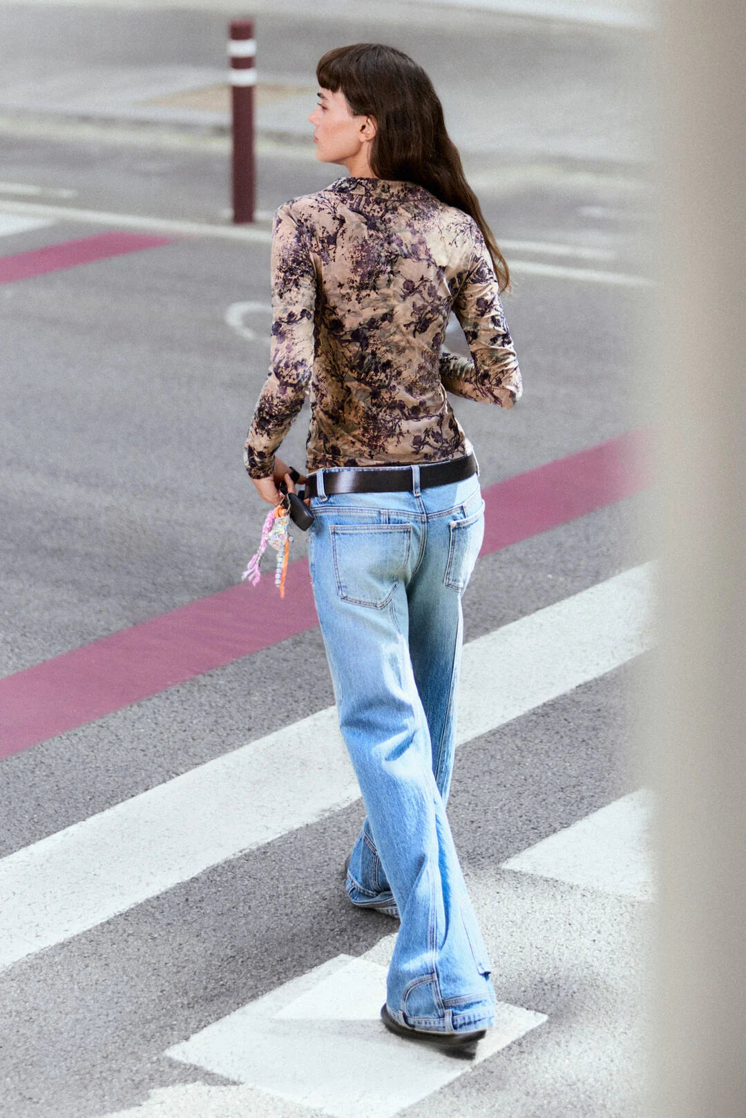 Desigual Purple Flocked Floral Shirt