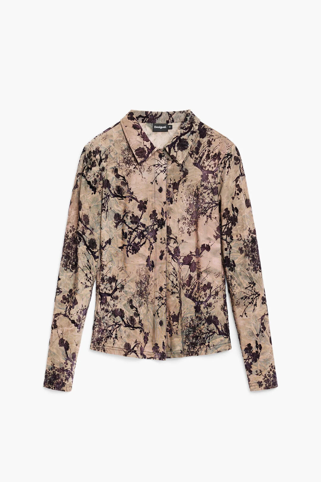 Desigual Purple Flocked Floral Shirt