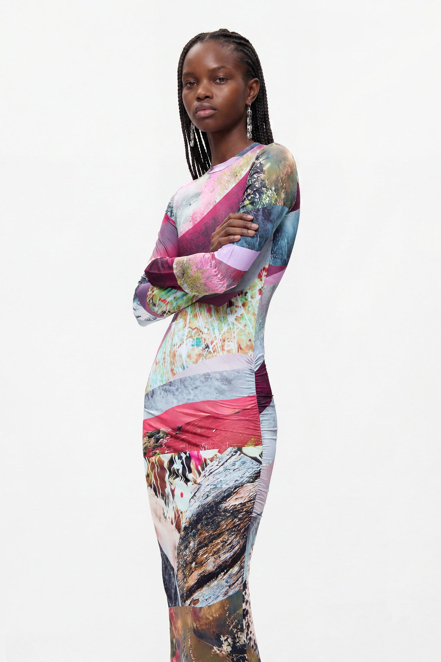 Desigual Long Sleeved Tutti Fruiti Print Dress