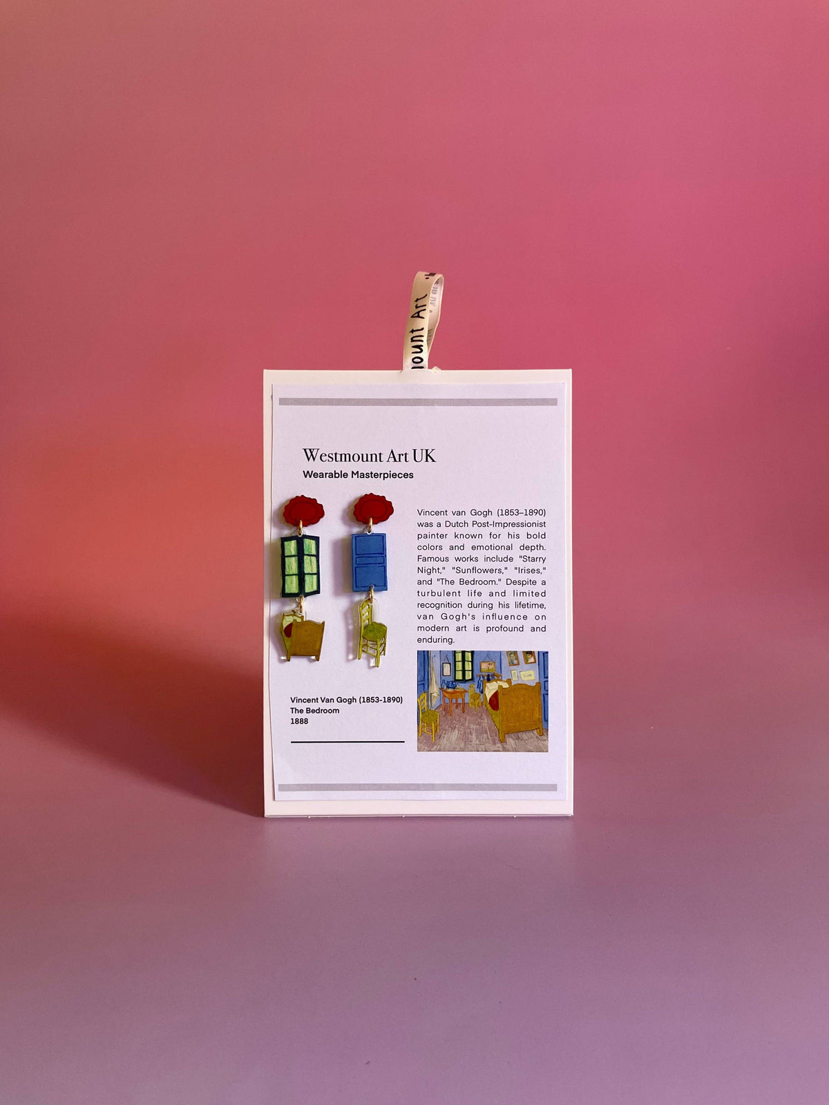Wearable Masterpiece Earrings: Vincent Van Gogh, The Bedroom
