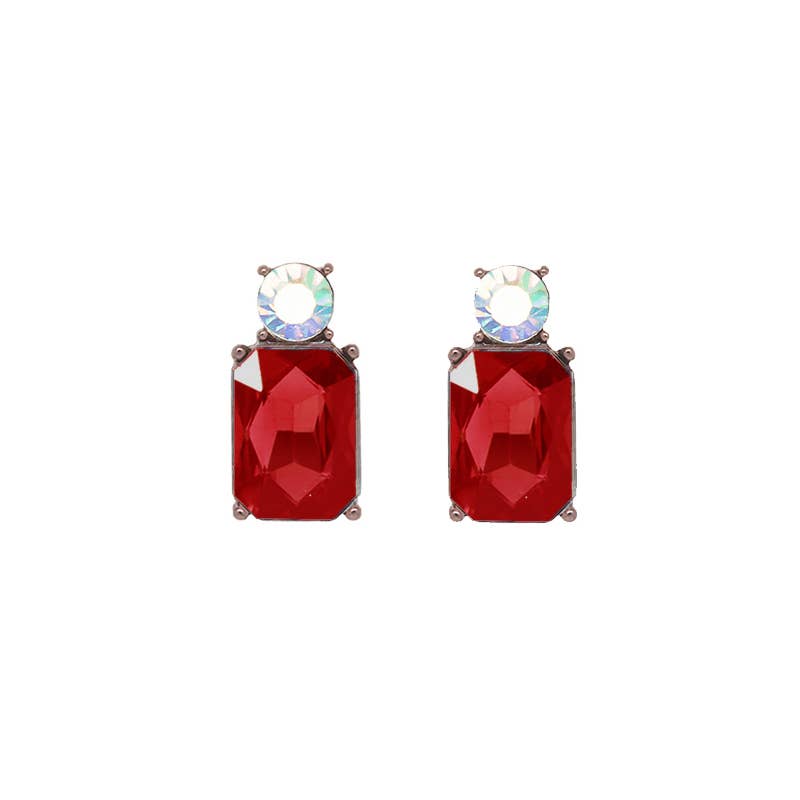Last True Angel Red Mini Gem Stud Earrings with White Detail