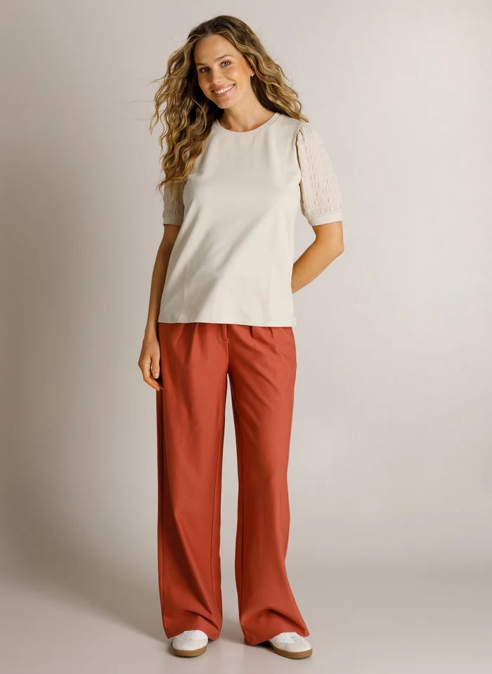 Ivy Beau Dana Scrunch Sleeve Cotton T'shirt