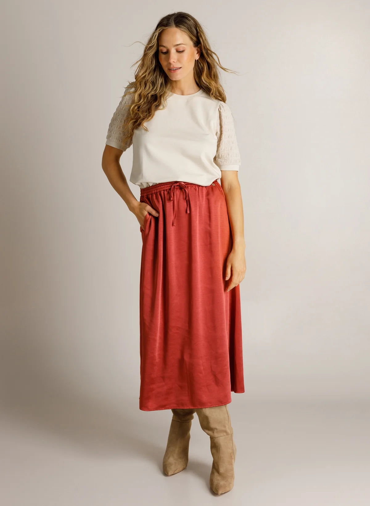 Ivy Beau Dana Scrunch Sleeve Cotton T'shirt