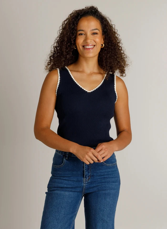 Ivy Beau Herena Navy Knit Vest