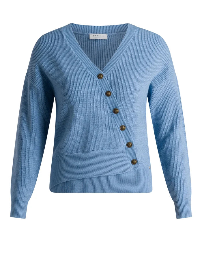 Ivy Beau Hester Asymmetric Sky Blue Cardigan