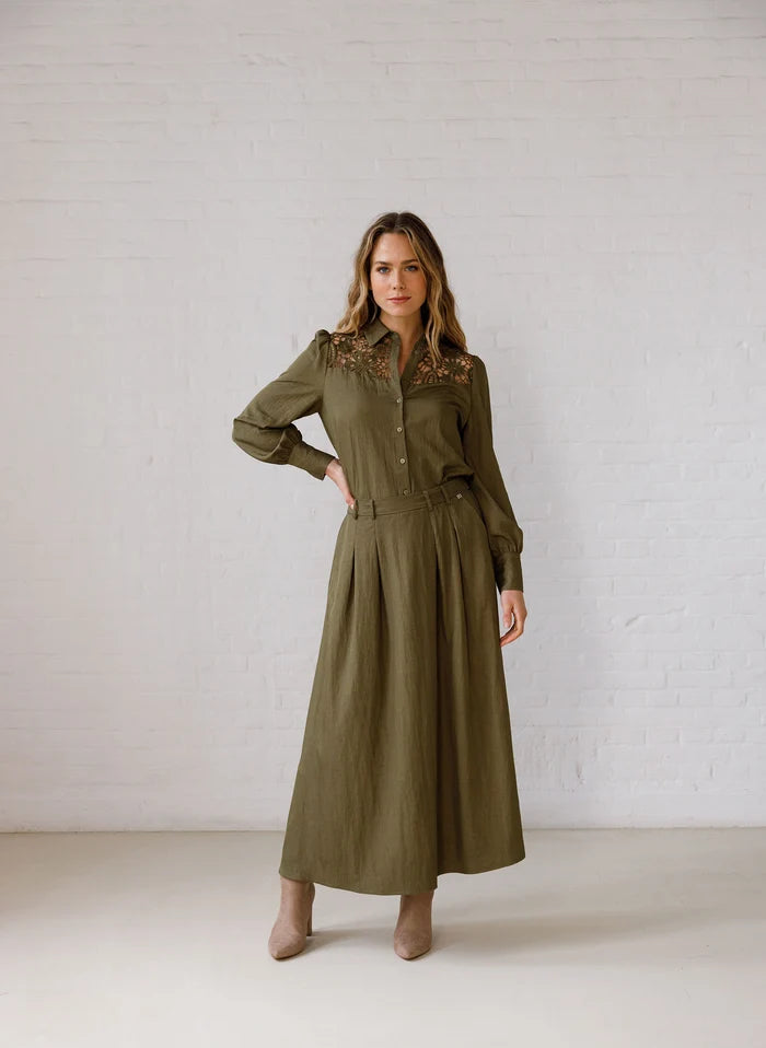 Ivy Beau Harleen Green Midi Skirt