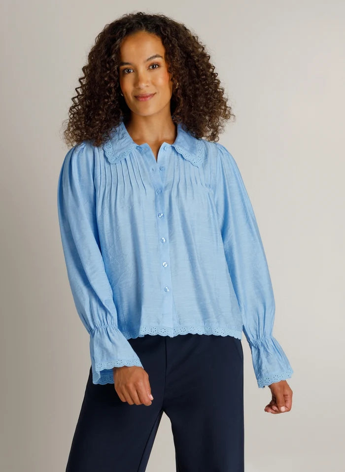 Ivy Beau Hella Sky Blue Lace Trim Shirt
